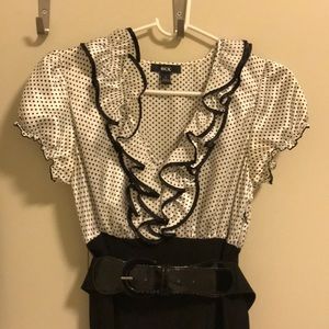 BCX Black & White Polkadot Dress